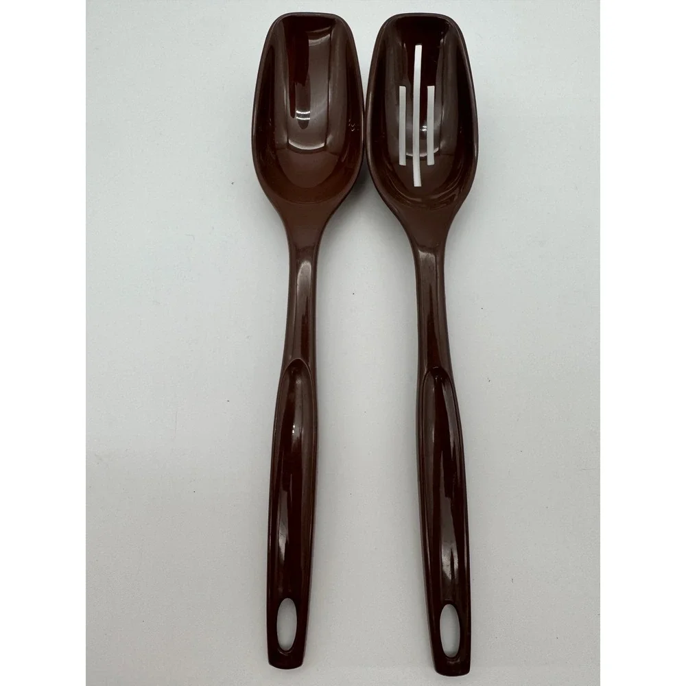 Foley Brown Melamine Salad Serving Spoon & Fork‎ Set Vintage Mid Century